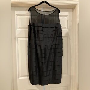 Jones, New York black satin tiered dress sleeveless size 18 wide